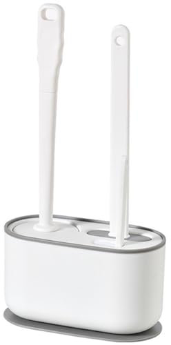 Bazasa 3 in 1 Klobürste Silikon Toilettenbürste Weiß WC Bürste Garnitur mit Klobürstenhalter Stehend oder zur Wandmontage ohne Bohren Toilet Brush für Bathroom Badezimmer Wohnwagen Wohnmobil Zubehör