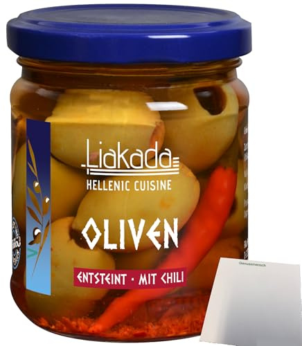 usy Bundle für Liakada Oliven mit Chili entsteint (90g Glas) + usy Block