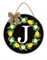 Letter J Wreath for Front Door, Monogram Door Hanger, Wooden Family Name Sign, Initial Door Hanger Birthday Present for Mom Welcome Sign for Front Porch Decoration 30X30 CM
