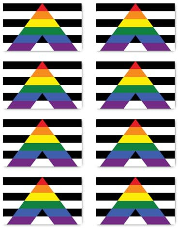 Aufkleber: 75x45 mm, 8 Stück - Flagge - Straight Ally Pride - LGBTQ - für Auto, Laptop und mehr