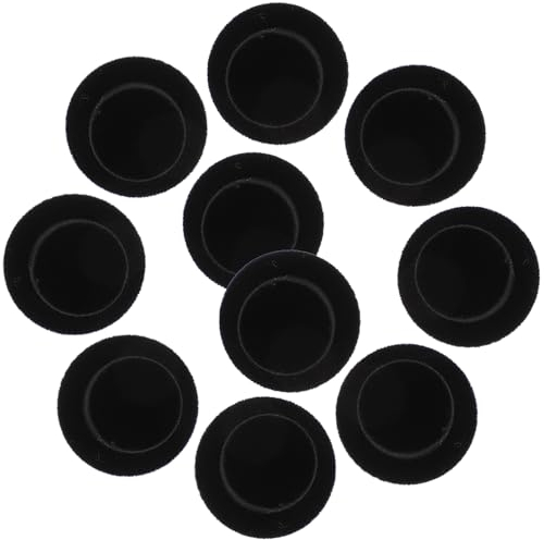 YARNOW 20 StüCk Beflockter Zylinder Hut Mini Schwarzer Hut Allerheiligen HüTchen Diy Handwerk Ornament Halloween Party Clown Hut