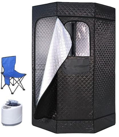Tragbare Sauna für zu Hause, faltbares Dampfzelt mit 3 l 1200 Watt Dampfer, Fernbedienung zur Entspannung im Spa im Innenbereich, Ganzkörper-Saunen-Kits, für Fitnessstudio, Pilates, Whirlpool (220 V