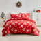 Lanqinglv Weihnachten Bettwäsche 135x200 Mädchen Kinder Rot Schneeflocken Hirschmuster Babybettwäsche Kinderbettwäsche Bettbezug und 1 Kissenbezug 80x80cm mit Reißverschluss