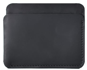 Habac Studio Genuine Leather Slim Card Holder Wallet – Minimalist Credit Card Holder for Men & Women, Compact & Stylish Design for Cards & Cash. Width 10.5cm x Height 8.3cm Thickness 1cm. (Black)