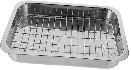 PRETYZOOM 1 Juego utensilios para hornear de acero inoxidable plancha de barbacoa rejilla para bandejas para horno rustidera acero inoxidable planchas de asar kit de bandeja para hornear