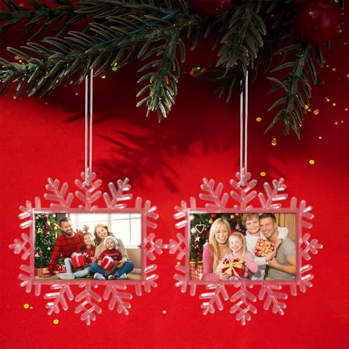 Personalised Photo Christmas Bauble Double Sided, Custom Ball Ornament with Picture for Christmas Tree Decorations, 2025 Xmas Gifts for Family & Friends, Snowflake