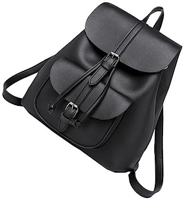 Holibanna Retro-pu-rucksack Damen Umhängetasche Schwarz Großes Fassungsvermögen Strapazierfähig Für Alltag Reisen