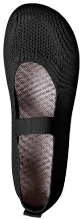 Women's Ballet Flats Slip On UK Size 7 Mary Jane Round Toe Work Shoes Knit Dress Shoes Pumps Shoes Flats for Ladies Classic Low Top Flat Knit Shoes Black