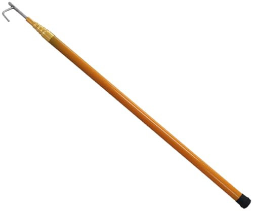 QHZYMX 4 5 6 M Long Telescopic Hook Pole, Portable Boat Docking Rod with 304 Stainless Steel Hook, Outdoor Rescue Pole for Pools/Yacht/Ship(Yellow,5m(16.4 ft))