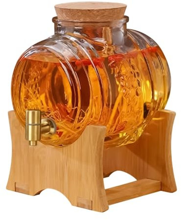 Distributeur d'alcool - 5000 ml - Tonneau avec fût - Bidon d'alcool avec robinet pour rhum, vin, brandy, vin de riz, jus, gin