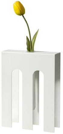 Arti & Mestieri De Chirico - Vaso portafiore di Design 100% Made in Italy - in Ferro, 18 x 6 x 25h cm (Bianco marmo)