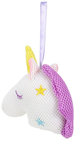 Einhorn Duschschwamm aus Mesh, Weiß, mit Hängeseil, 1 Stück