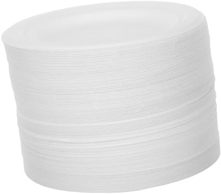 Cabilock 100pièces Assiettes Jetables Rondes Carton Cas Desserts et Entrées pour Fêtes Pique-niques et Réceptions Extérieur
