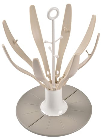 BÉABA Flaschenabtropfer Arbre Flower – Zusammenklappbar, Für 8 Flaschen und Zubehör, Kompakt, Ideal für Unterwegs, Praktisch & Platzsparend – Farbe Argile