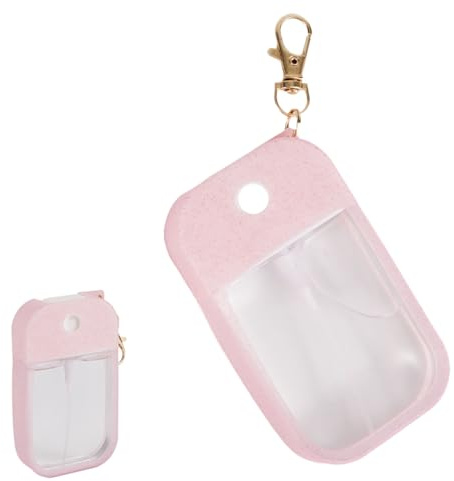 Fukaisu Hand Sanitizer Spray Case, Silicone Holder with Keychain Portable Hand Sanitizer Spray Bottle Accessories for Women Travel
