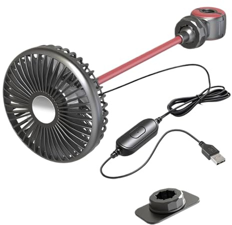 Nixiara Ventilador de Coche de 3 Velocidades Potente - Ventilador para Vehículo sin Aire Acondicionado | Ventilación USB Portátil y Potente para Golf Cart Camión Asiento Trasero Viaje Camping Car