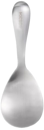 QUARKZMAN Paleta de arroz de acero inoxidable Cuchara de arroz plateado | antiadherente, Cuchara de arroz de metal, Utensilios de cocina, Espátula de arroz para el hogar restaurante
