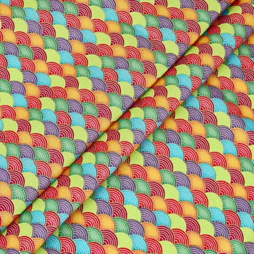 MAYJOYDIY 1 m Bunter Meerjungfrauen Schuppen Stoff 1.5 m Fischschuppen Baumwollstoff Wellenförmiger Fächerstoff Im Japanischen Stil Für DIY Nähprojekte Bekleidung Handwerksprojekte