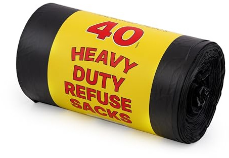 REQUISITE NEEDS Lot de 40 sacs poubelle noirs ultra résistants, capacité de 70 L, sacs poubelle, sacs poubelle résistants aux déchirures, sacs poubelle de qualité supérieure, parfaits pour un usage
