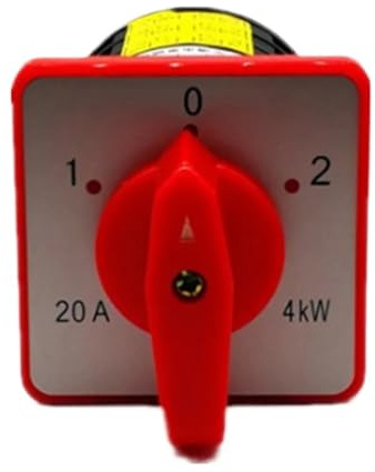1 unidad de interruptor selector rotativo de leva de 3 posiciones, 380 V CA, 20 A, 4 kW, 12 terminales.