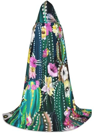 bncab Blooming Cactus Gothic Fantasy Costume Hooded Cape For Teens Medieval Renaissance Fair Cosplay Stage Outfit