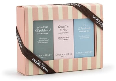 Laura Ashley Duftöl Geschenkset (3x 10ml) | Premium Raumduft-Trio: Mandarin & Sandalwood, Green Tea & Aloe, Iris & Patchouli | Für Duftlampen & Diffuser