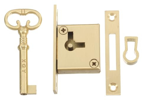 Luxshiny Vintage Schrankschloss aus Messing mit Schlüssel Quadratisches Möbelschloss für Möbel und Briefkästen Installieren Zusätzliche für Schranktüren