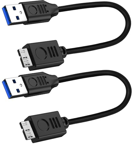 LANMINGLEL Cable USB 3.0 tipo A macho a micro B, cable micro USB 3.0 corto, cable de disco duro externo de 5 Gbps, compatible con disco duro, cámara, portátil, 0.3 m, paquete de 2