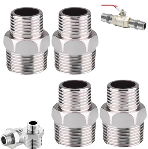 4PCS Shower Hose Connectors Male to Female, Durable Threaded Shower Pipe Adapter & Hose Extension Connector, Water Hose Fittings and Tap Adapter for Shower Head, Hose Pipe Connectors and Fittings