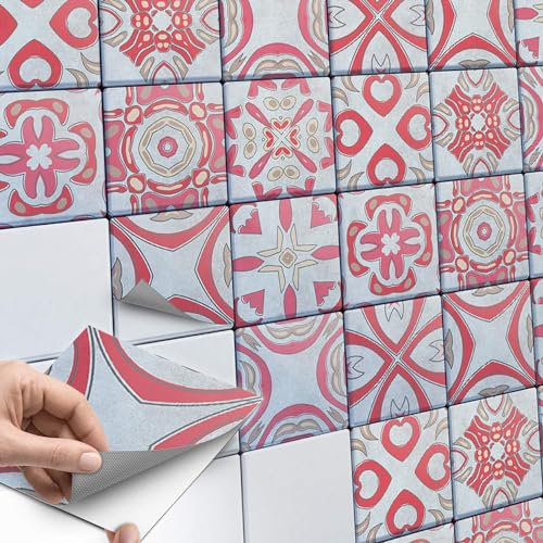 Fliesen überkleben - CREATISTO Fliesenaufkleber Klebefolie Fliesen I Fliesenfolie Deko Badezimmer-Fliesen Dekofolie Klebefliesen I 20x20 cm - Motiv Strawberry Cheese Tile - 27 Stück
