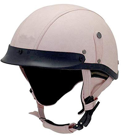 Woljay Cuir Casque de Moto et Velo Bol Lunettes Retro Style de Vintage Cuir Casque Moitié Helmets (Rose)