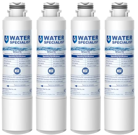 Waterspecialist Filtro de agua para refrigerador, material sin plomo, blanco, 4 unidades (paquete de 1)