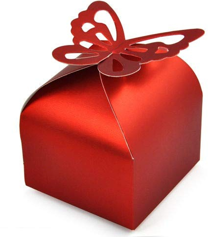 Accessotech 50 Pieces Wedding Favour Boxes Bridal Showers Parties Gift Bags Table Decorations Cater Birthday Sets (Red)
