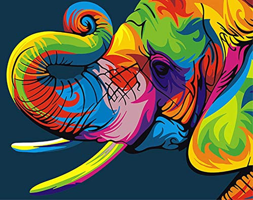 ABEUTY Peinture Numero Coloré l'éléphant Animal, Peinture par Numero 40x50 cm Peinture Numéro Bricolage
