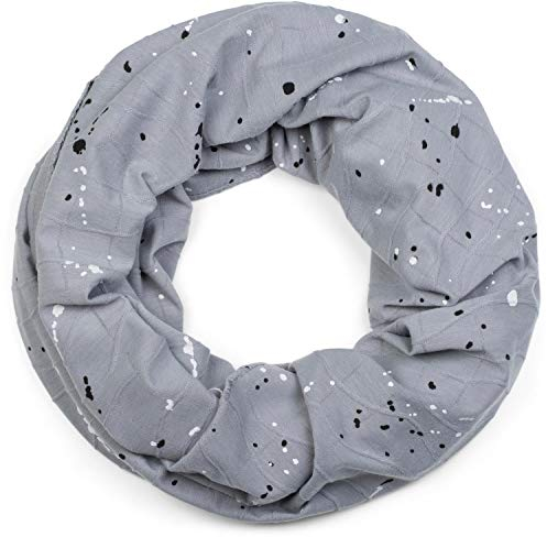 styleBREAKER Unisex Loop Schal mit Falten und All Over Farbkleckse, Schlauchschal, Tuch 01017079, Farbe:Hellgrau
