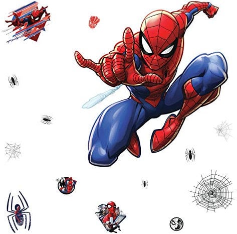 RoomMates Riesiger wiederverwendbarer Spiderman-Aufkleber, Blau, Rot, Schwarz
