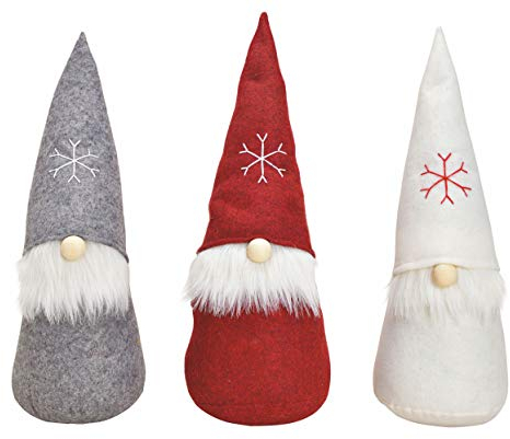 Spetebo Wichtel XXL im 3er Set - 50 cm in 3 Farben - Deko Weihnachtszeit Wichtel sitzend Weihnachtswichtel