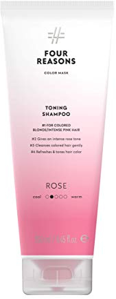 FOUR REASONS Farbmasken-Shampoo – Sulfatfreies, tonisierendes Rosa-Shampoo für rosa Haare – Farbablagerndes Rosa-Shampoo, VEGAN, 8,45 Fl Oz (ROSA)