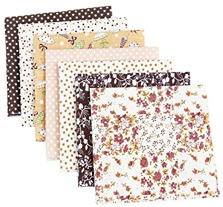 Asudaro 7Stück 25x25 cm Baumwollstoff Meterware Stoffpaket für Patchwork DIY Stoffe zum Nähen Stoff Paket Stoffreste Nähstoffe zum nähen Puppenkleider Ärmel Haarband Handwerk Kaffee