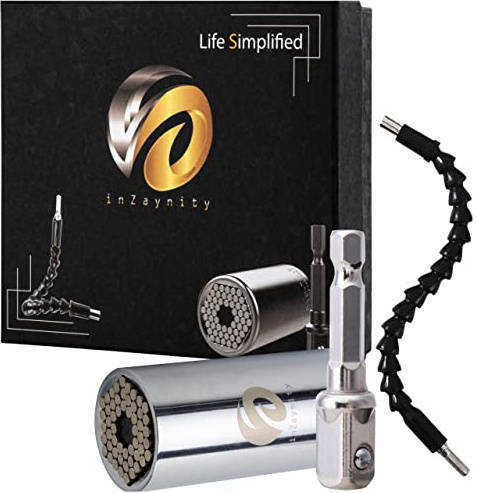Universal Socket and Flexible Drill Extension Combo Pack for Power Tools