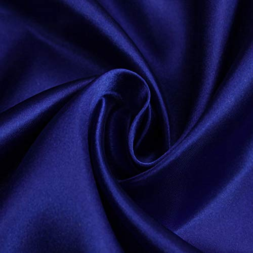 ZXC Satin Stoff Seidentaft Stoff Meterware 148 cm Breit Zum NäHen Von Kissen Tischdecken Und BettwäSche Abendmode Blusen Und Kleidern Brautmode 1m Meterware Verkauft(Color:Königsblau)
