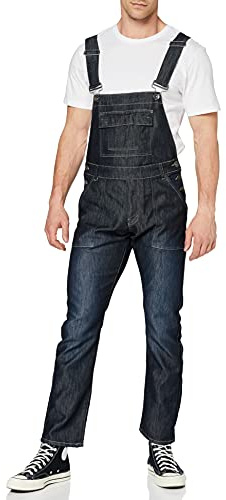 Enzo Men's Ezd390 Ven Denim Dungarees Overalls, Black_A, 34 UK