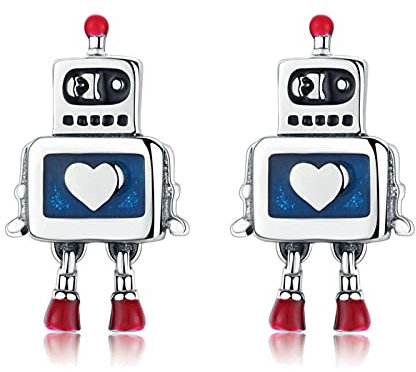 Echte 925 Sterling Silber Kindheit Roboter Herz Ohrstecker Für Damen Mode Sterling Silber Schmuck