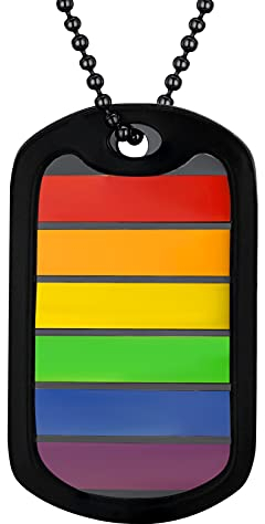U7 LGBT Erkennungsmarke mit 60cm Kugelkette Schwarz Edelstahl Homosexuell Pride Dog Tag Anhänger Halskette Gay & Lesbian Pride Modeschmuck Accessoire