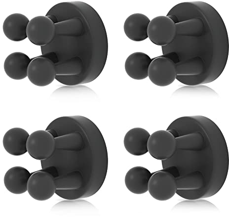 XoYoZo 4 Stück Silikon-Zahnbürstenhalter Multifunktionshaken Wasserdicht Selbstklebend Einzelzahnbürstenhaken Stopfenhalter für Wand zum Aufhängen Badezimmer Küche Wohnzimmer Büro (schwarz)