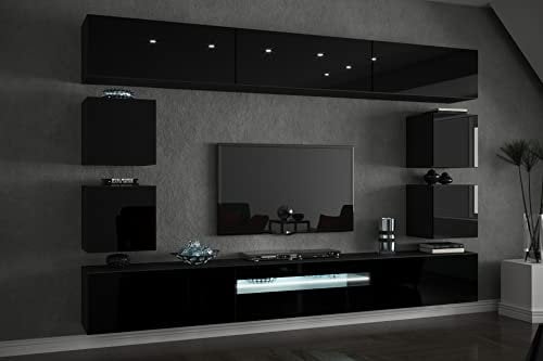 Furnitech C81 Future Pareti attrezate, Soggiorno moderno, Set mobile TV, Armadio moderno, Pensile (Senza led, C81-HG-B1 1A)