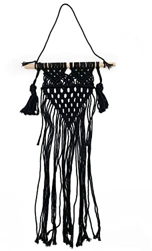 Knüllermarkt 33866 I Makramee Wandbehang | schwarz ca. 58 cm | Boho Stil Deko Dekoration Wanddeko Hippie