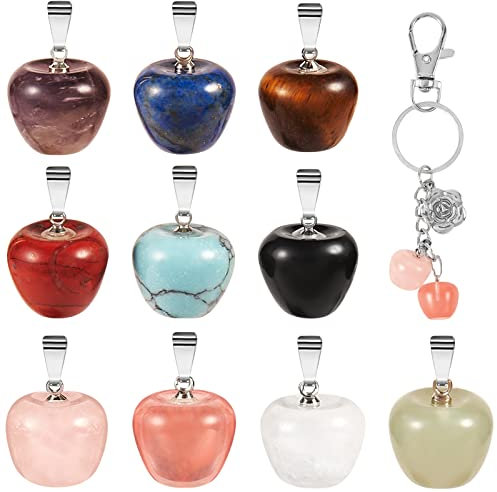 BEEFLYING 10 Stück Edelstein Anhänger Charms Imitation Apfelform Charms Heilstein Anhänger für Schmuckherstellung Bastelbedarf