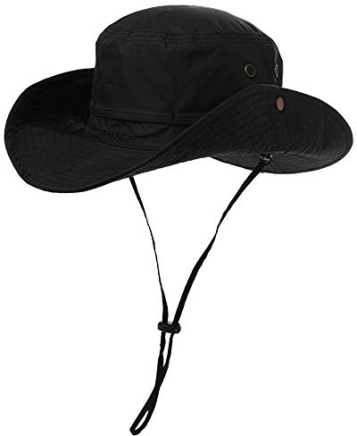 Comhats Herren Sonnenhut UV-Schutz Outdoor Fischerhut Bucket Safari Faltbarer Wanderhut Unisex Sommer Buschhut Hiking Breiter Boonie Gartenhut Wasserdicht Schwarz L/XL