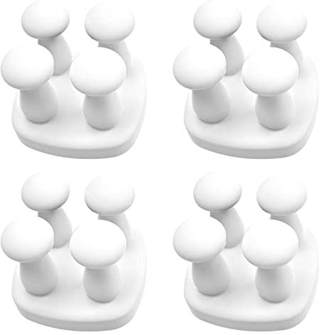 RIBVA 4 Pack Silicone Toothbrush Holder, Silicone Wall Hook, Waterproof Self Adhesive Single Toothbrush, Multi-Function Hook Waterproof Self Adhesive Toothbrush Hook Plug Holder (Color : White)